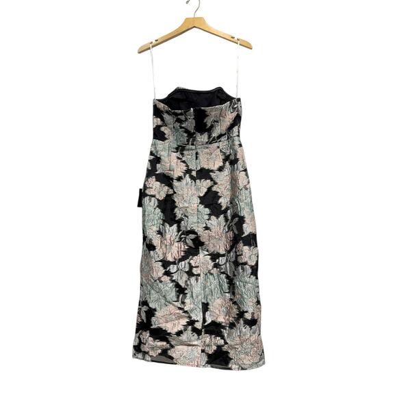 Lulus Upgraded Event Black Jacquard Strapless Bustier Midi Dress size Medium - Picture 5 of 5